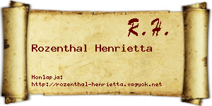 Rozenthal Henrietta névjegykártya